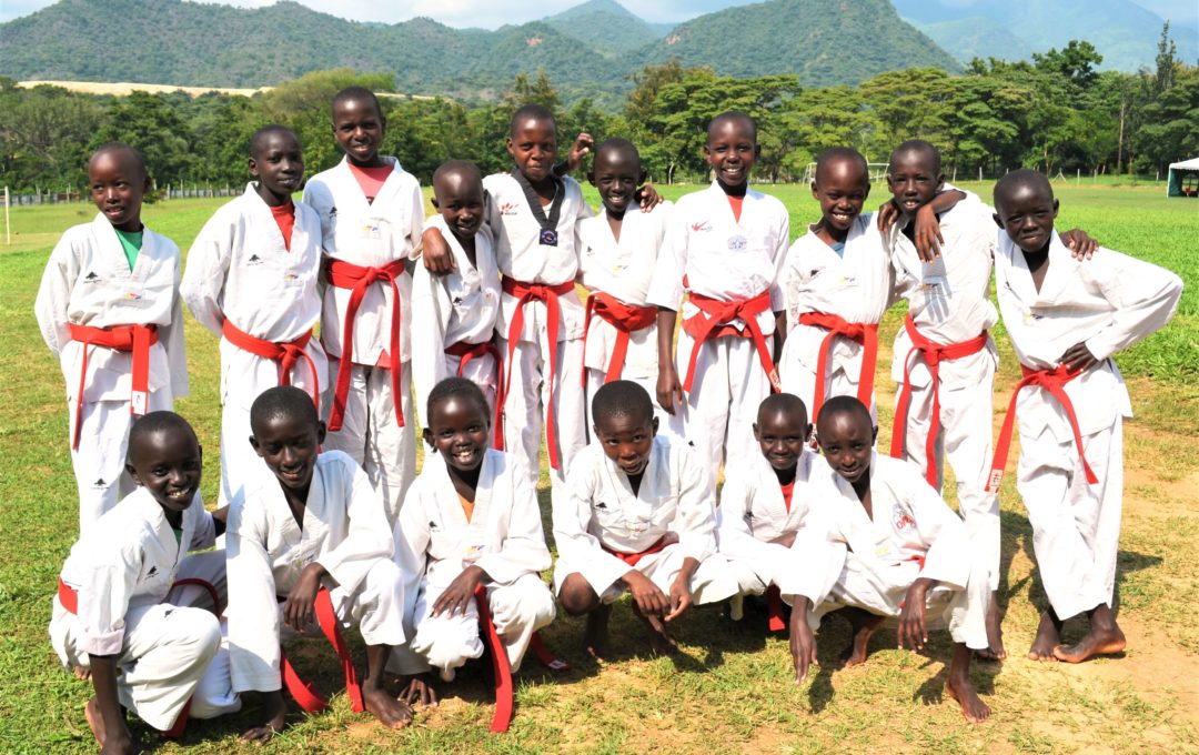 Dojo opening, students posing