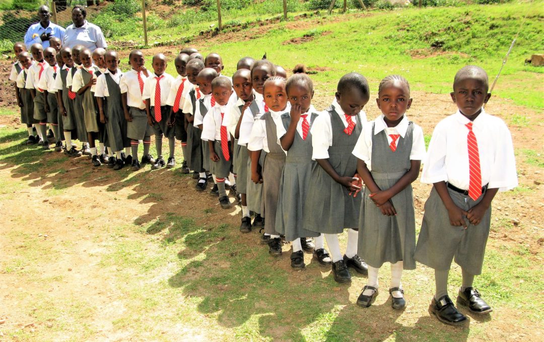 Students lined up for school