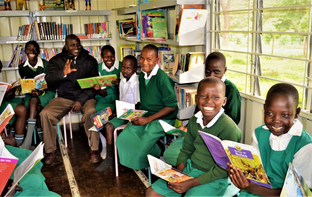 Students reading in the library